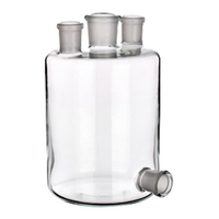 Simax Woulff Bottle w/Three Necks & Bottom Outlet, 2000mL, SJ (1) 29/32, SJ (2) 19/26, 135x225(H)mm, Borosilicate Glass, European, Each Each