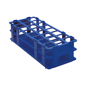 Fisher Scientific Test Tube Racks 24 Holes, Fits to 25mm Diameter Test Tubes, Stackable, Autoclavable, Polypropylene, Blue, Each Each
