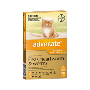 Out of Date, Advocate Fleas, Heartworm & Worms for Kittens & Small Cats up to 4 kg, 6 Pipettes/Pack, Price Discounted, While Stocks last Pack