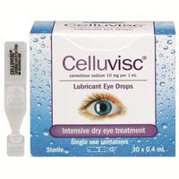 Out of Date, Celluvisc Eye Drop, 0.4ml, 30/Box, AUSTRALIA: 46085, Original Unopened Condition, Price Discounted, While Stocks last Box