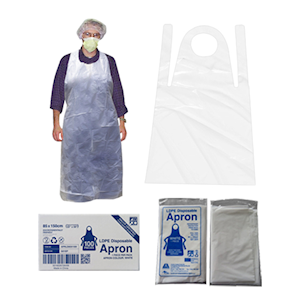 Livingstone Premium Thick Disposable Apron, 85 x 150cm, LDPE, 20um, Bib Type, White, Single Pack, Loose