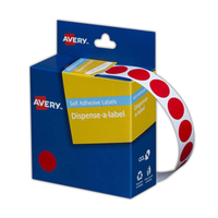 LABELS CIRCLED AVERY FLAT PACK24MM RED 860/PK Pack
