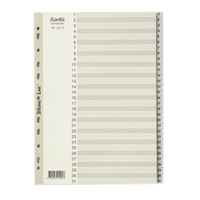DIVIDER A4 PVC 1-31 NUMERIC GREY SET Each
