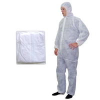 Livingstone Coveralls Protective Suit with Hood, 40gsm, Extra Large, Waterproof, Recyclable Polypropylene SPPand PE , White, Each Each