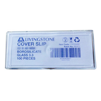 Livingstone Microscope Cover Slip, 22 x 50mm, No. 1, 0.13-0.16mm Thickness, Borosilicate 3.3 Glass, 100 Pieces/Pack, 1000 Pieces/Box Box