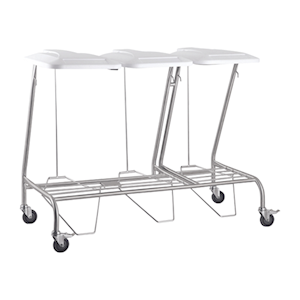 Care Quip Triple Pedal Operated Linen Skip , Stainless Steel, with Lid, 117(W) x 57.5(D) x 88.5(H) cm, Each Each