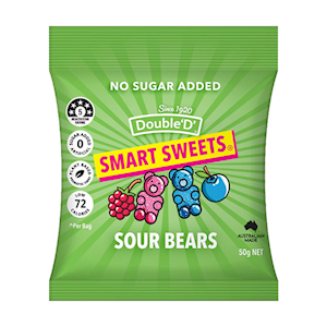 Double 'D' Smart Sweets Sour Bears, Sugar Free, 50g, Each