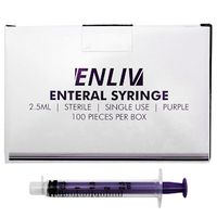 Enliv Enteral Syringe, 2.5ml, Low Dose, Sterile, Single Use, Purple, 100 Pieces/Box Box