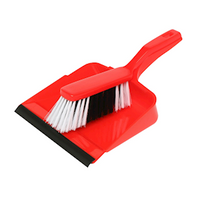 Edco Dust Pan & Brush Sets, Pan Dimensions: 220(W) x 110(D) mm, Brush Dimensions: 40(W) x 70(D) x 55(H) mm, Red, 10 Pieces/Carton Each