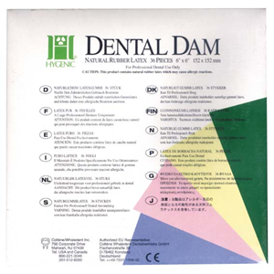 RUBBER DAM THIN 6X6 GREEN (9508150) 36/BOX Box