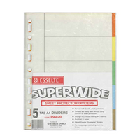DIVIDER A4 PVC S/WIDE EA SET (not 10 sets of 5-pc set) Set