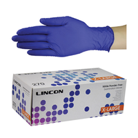 Out of Date Lincon Nitrile Gloves Powder Free, EN374, 3.5g, Extra Large, Cobalt Blue Colour, 270/Box Price Discounted, While Stocks last Box