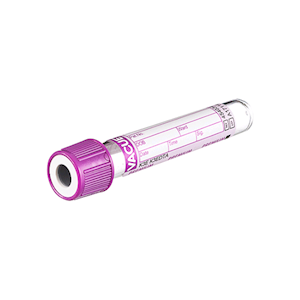 Greiner Premium Vacuette Tube with Lavender Cap and White Ring, K3 EDTA, 1mL, 13 x 75mm, Sterile, 50 Pieces/Pack Pack