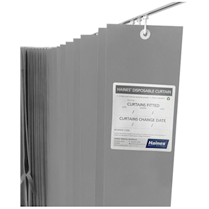 Haines Antimicrobial Medical Curtain, 120GSM, 4.5m x 2m Drop, Polypropylene, Nonwoven, Grey, 8 Pieces/Box