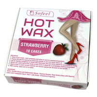 Sofeel Hot Wax, Strawberry Scent, 10 Cakes of 50 grams, 500 Grams/Box Box