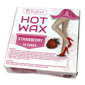 Sofeel Hot Wax, Strawberry Scent, 10 Cakes of 50 grams, 500 Grams/Box Box