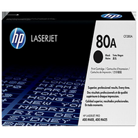 HP Laserjet Cartridge Toner 80A (CF280A) for Pro 400 M401, Black, Each Each