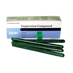 Out of Date, Kerr Impression Compound Sticks, 115grams, Green, 15/Box, Original Unopened Condition, Price Discounted, While Stocks last Box