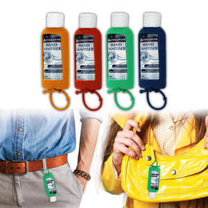 Livingstone Antibacterial Hand and All-Purpose Sanitiser Gel 75pct Ethyl Alcohol, 70ml, with Jelly Wrap Green Silicone Hanging Strap, Each Each