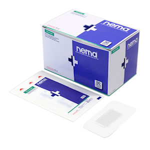 Nema Aqua Transparent Island Film Dressing, with Non-Adherent Pad, 7.5 x 5cm, Waterproof, Sterile, 50/Box (Supplied as 10 bxs of 5) Box