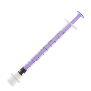 Enfit Enteral Syringe, 1ml, Low Dose, Sterile, Single Use, Purple, 100 Pieces/Pack Box