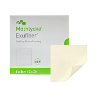 Exufiber Wound Fiber Gel Dressing, Nonwoven, Sterile, 5 x 5cm, 10/Box Box