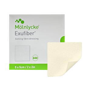 Exufiber Wound Fiber Gel Dressing, Nonwoven, Sterile, 5 x 5cm, 10/Box Box