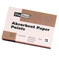 Diadent Absorbent Paper Points, ISO Size No.15, Biodegradable, Sterile, White, Loose Each