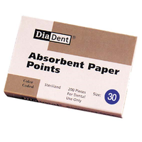 Diadent Absorbent Paper Points, ISO Size No. 30, Biodegradable, Sterile, Blue, 200/Vial, 6 Vials/Pack Pack
