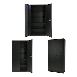 Metal Stationery Cabinet, 180(H) x 90(W) x 39(D) cm, Weight: 47kg, Black, Each