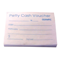 PETTY CASH VOUCHER PAD 30LF 75X100MM EACH Each