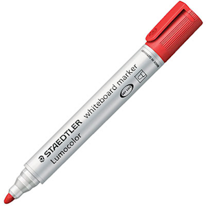 Staedtler 351 Whiteboard Marker, Bullet Point, 2mm, Red, Each Loose