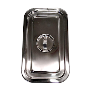 Livingstone Instrument Tray, with Cover, 22.9 x 12.7 x 5.1 cm, 9 x 5 x 2 in, 0.5mm Thickness, Grade 202, Each Each