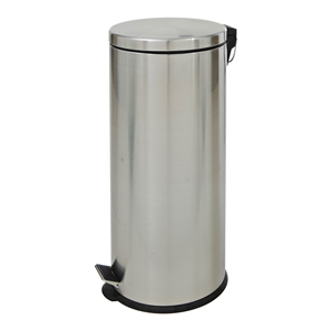 Round Pedal Step Bin, 30 Litres, Stainless Steel, Each Each