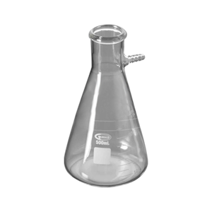 Lincon Buchner Filter Flask with Glass Hose Connector, 500mL, Heavy Wall, Borosilicate Glass, 1/Box Each
