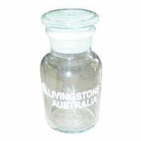 Livingstone Laboratory Reagent Bottle, 60ml, 27 Inner Diameter, Wide Mouth, w/ Glass Stopper, Clear, Borosilicate Glass, 12 Pieces/Carton Carton