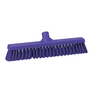 Vikan General Purpose Broom, 410mm, Soft and Hard, Purple, Each Each
