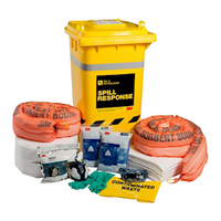 3M Oil and Petroleum Sorbent Response Spill Kit, 190L, Wheelie Bin, Each Kit