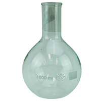 Lincon Flat-Bottom Spherical/Boiling Flask, 1000mL, Diameters: 1 - 131mm, 2 - 36mm x 190mm Height, Narrow Neck with Rim, Glass, Clear, Ea Each