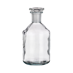 Simax Laboratory Reagent Bottle, 100ml, Narrow Neck, with Glass Stopper, 14/23 Socket Joint, Clear, Borosilicate Glass, Each Each