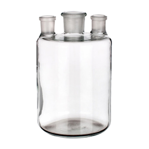Simax Woulff Bottle with Three Necks, 10,000mL, SJ (1) 50/42, SJ (2) 29/32, 225 x 380(H) mm, Borosilicate Glass, European, Each Each