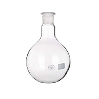 Flat-Bottom Spherical/Boiling Flask, 100ml, Socket Joint 29/32, 64(D)mm x 110(H)mm, Borosilicate Glass, Clear, European, Each Each
