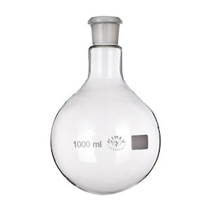 Flask, Round Bottom, 1000ml, 45/40 Socket Joint, 210mm Height x 131mm Diameter, Borosilicate Glass, Simax, Each Each