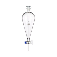 Simax Separating Funnel, Pear Shape, with 19/26 Socket Joint Stopper, Key No. 2, 50mL, Stem 9 x 70(H)mm, Boro Glass, European, 4/Box Box