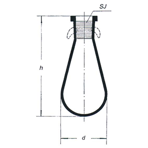 Simax Flask, Drop Shaped (Tear-Drop Flask), 25mL, 34(D) x 80(H) mm, Socket Joint 14/23, Borosilicate Glass, Each Each