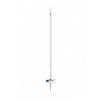 Simax Burette with Straight Bore Stopcock and Glass Key, 10mL, 0.02 mL Subdivision, Qualicolor, Class AS, Borosilicate Glass, Each Each