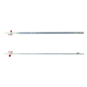 Livingstone European Burette w/ Straight Bore Stopcock and Teflon Key, 100mL, 0.2ml Subdivision, Qualicolor, Class AS, Boro Glass, Ea Each