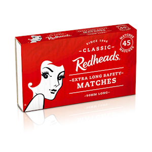 Redheads Extra Long Safety Matches, 90mm Long, 45 Pieces/Box Box