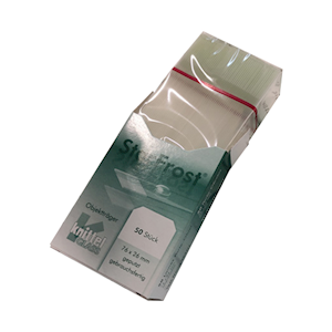 Starfrost Microscope Glass Slide, White Frosted, Ground Edges 45 Degrees Corner, Germany, 50 Slides/Pack Pack