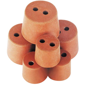 Rubber Stopper, Two Holes, 19mm Base x 24mm Top x 21mm Height, 10/Pack Pack